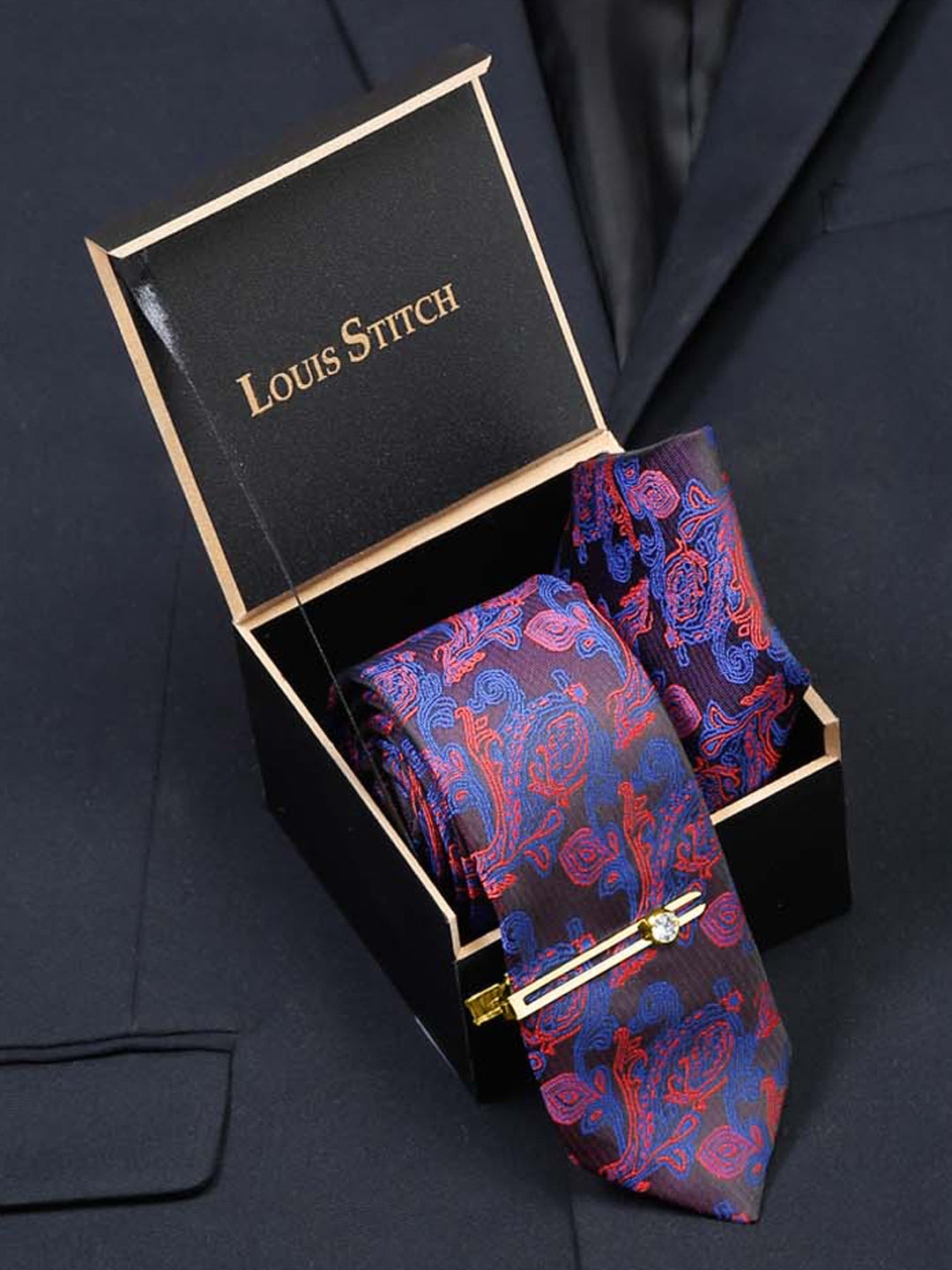 Lilac Purple Luxury Italian Silk Necktie Set With Pocket Square Gold Tie pin