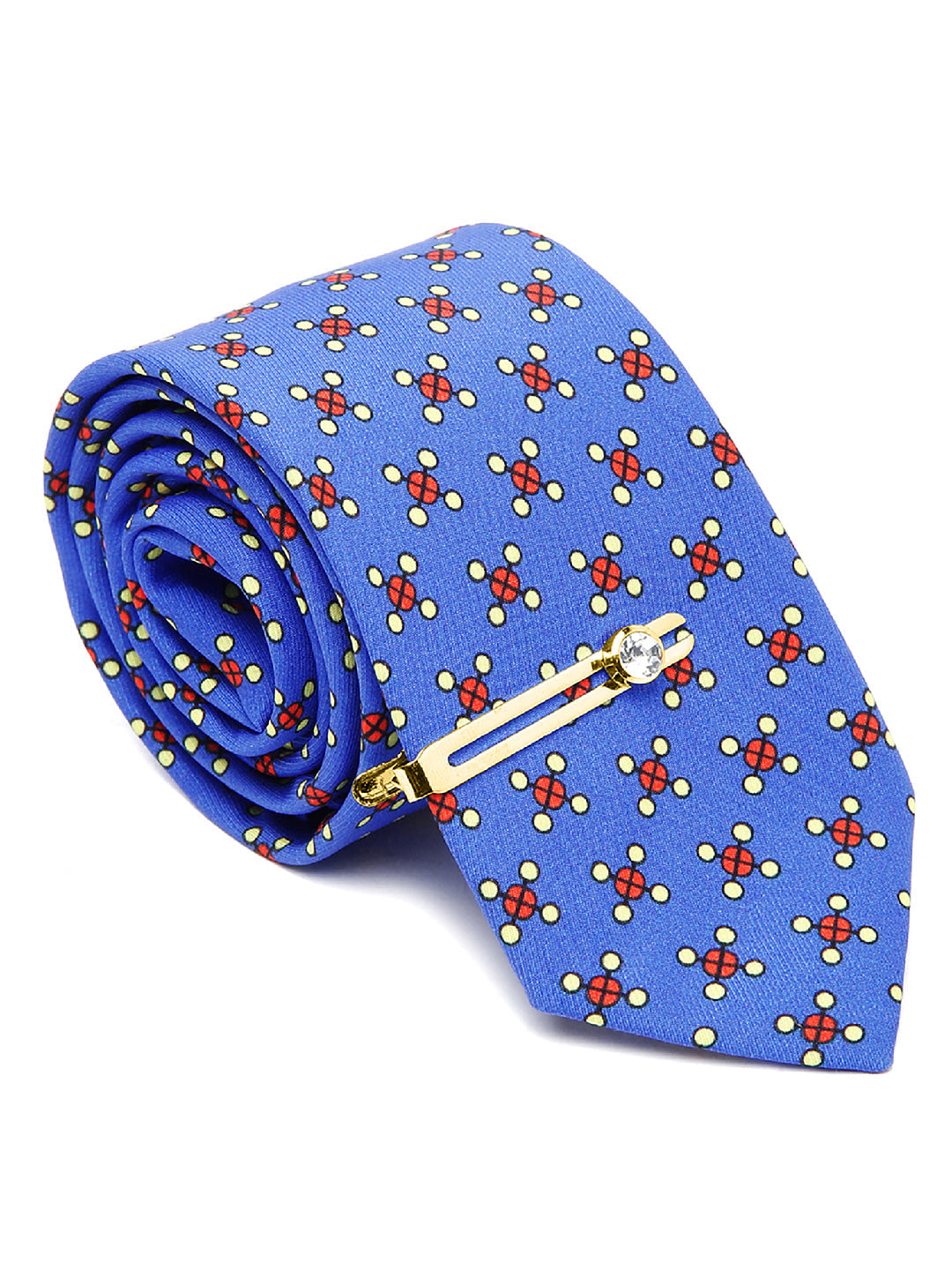 Cornflower Blue Luxury Italian Silk Necktie Set With Pocket Square Golden Tie Pin