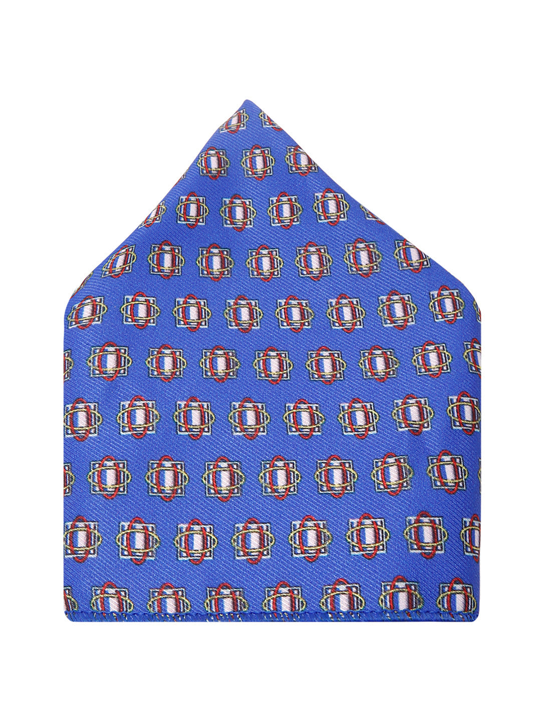 Brandeis Blue Luxury Italian Silk Necktie Set With Pocket Square Golden Tie Pin