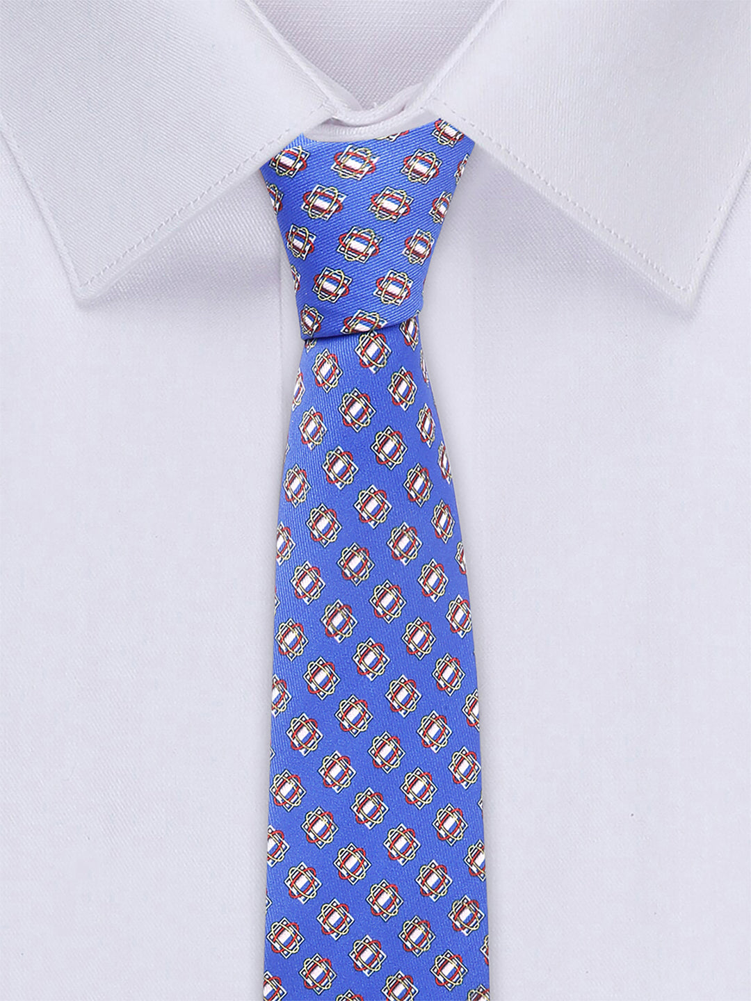 Brandeis Blue Luxury Italian Silk Necktie Set With Pocket Square Golden Tie Pin