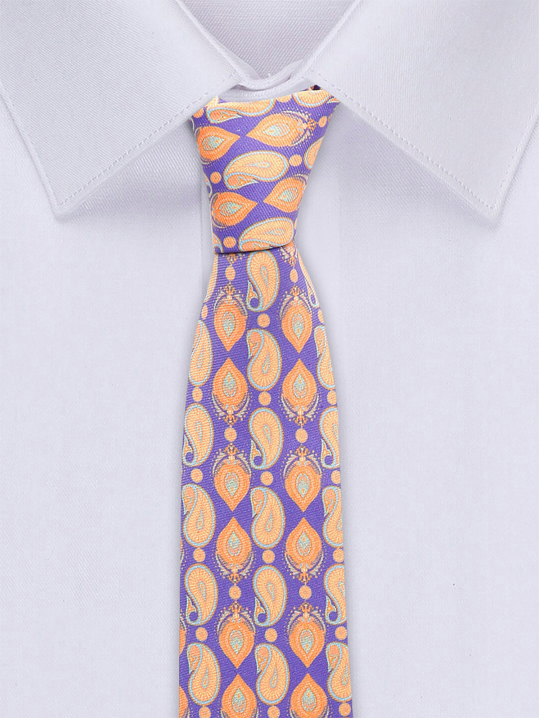 Amethyst Purple Luxury Italian Silk Necktie Set With Pocket Square Golden Tie Pin