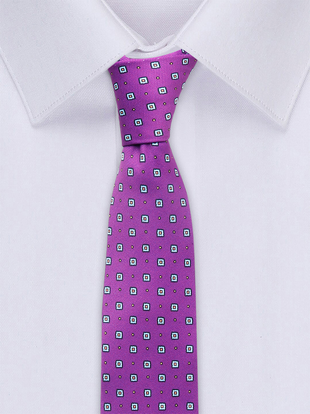Liliac Purple Luxury Italian Silk Necktie Set With Pocket Square Golden Tie Pin