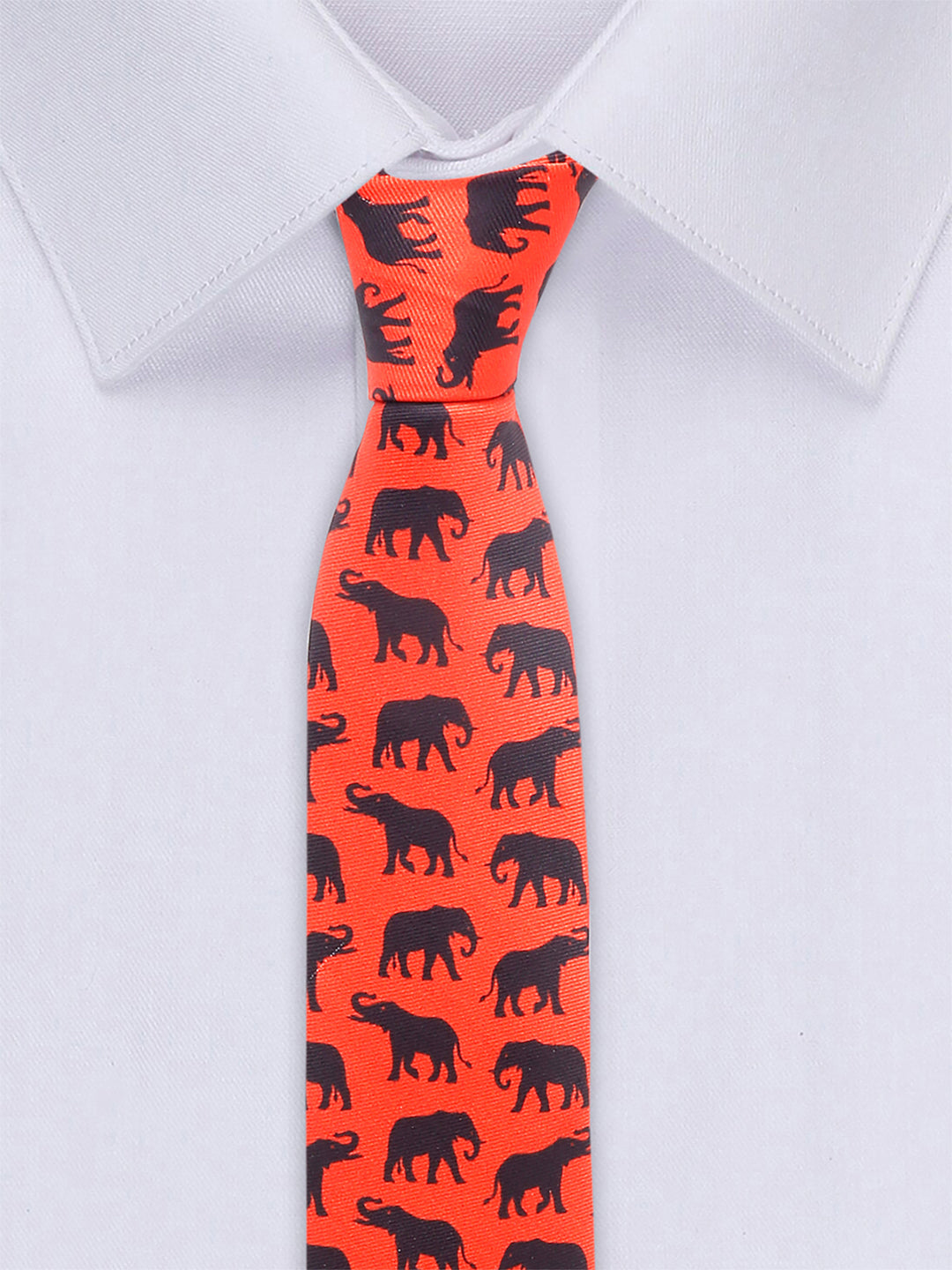 Blaze Orange Luxury Italian Silk Necktie Set With Pocket Square Golden Tie Pin