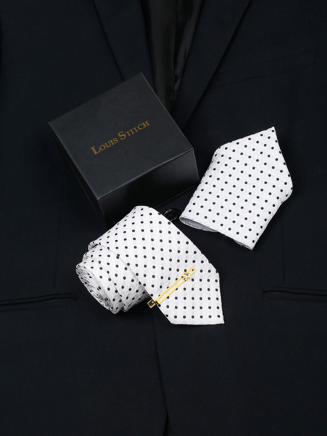 Admiral White Luxury Italian Silk Necktie Set