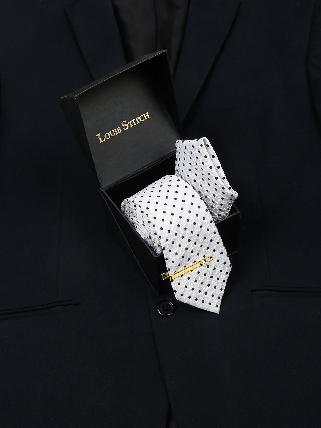 Admiral White Luxury Italian Silk Necktie Set