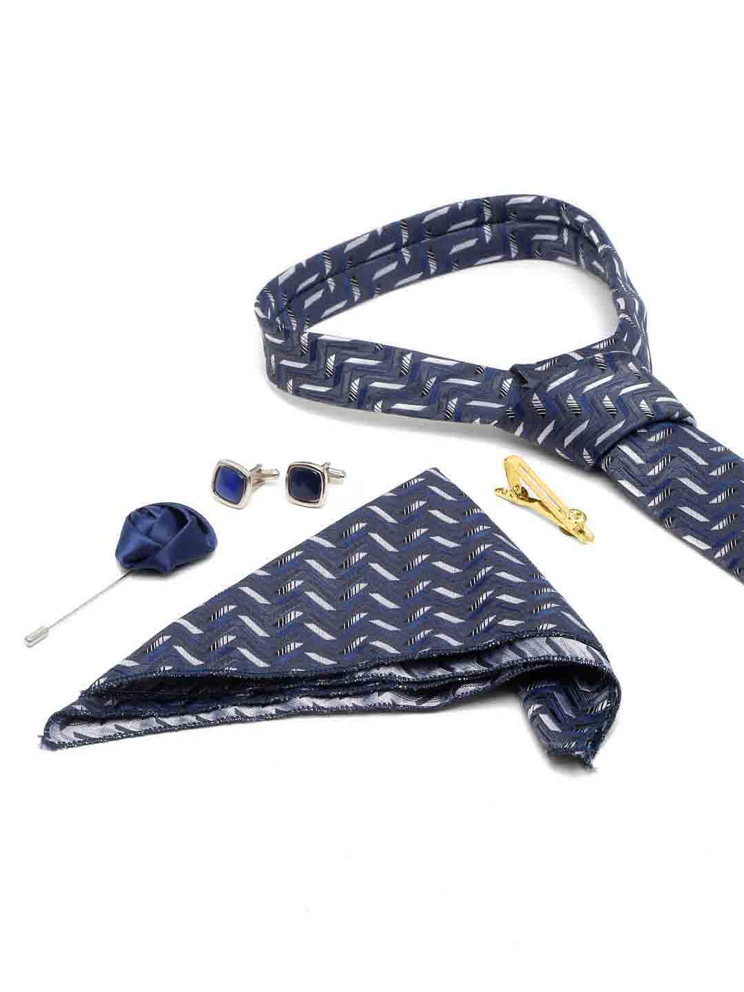 Shadow Grey Luxury Italian Silk Necktie Set With Pocket Square Cufflinks Brooch Gold Tie pin