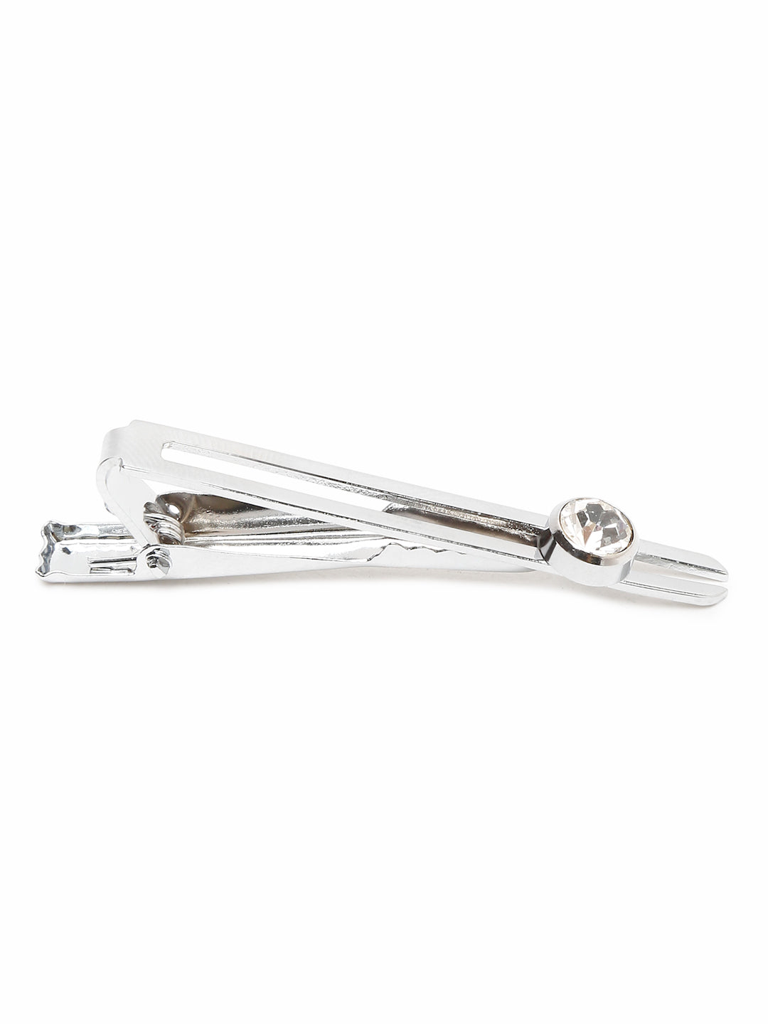 Steel Grey Italian Silk Necktie Set Pocket Square Chrome Tiepin cufflinks and Brooch