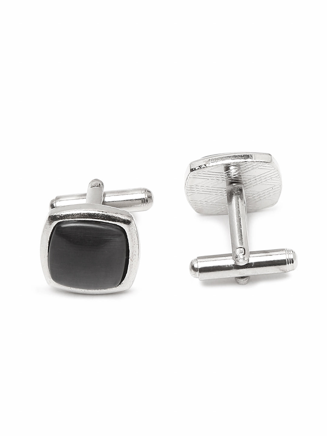 Steel Grey Italian Silk Necktie Set Pocket Square Chrome Tiepin cufflinks and Brooch