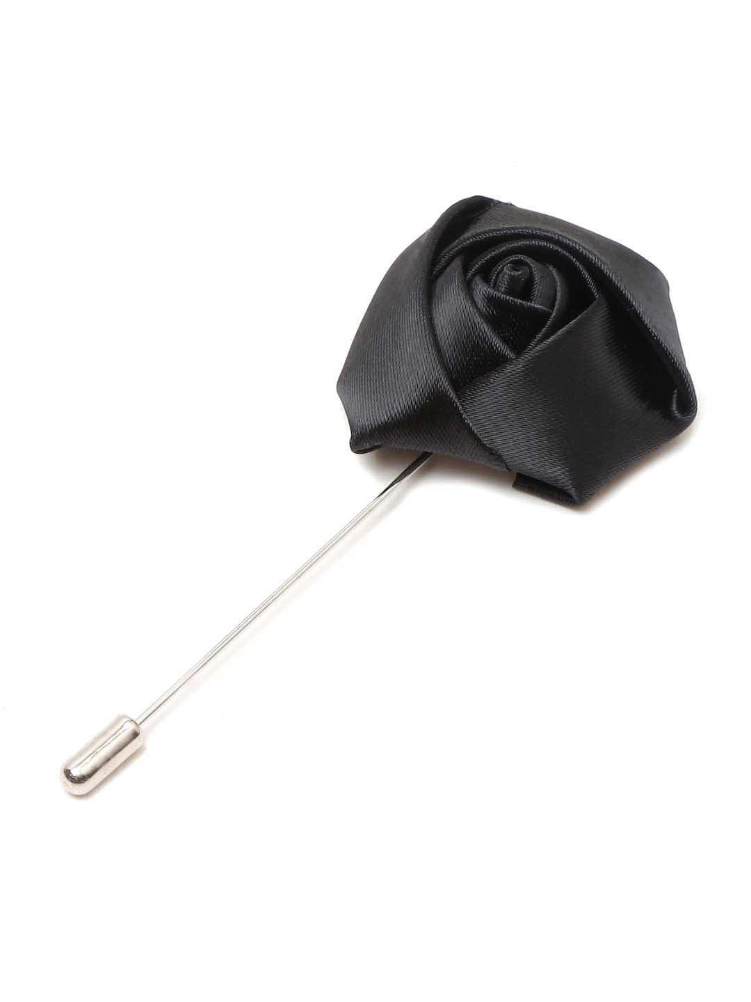 Steel Grey Italian Silk Necktie Set Pocket Square Golden Tiepin cufflinks and Brooch