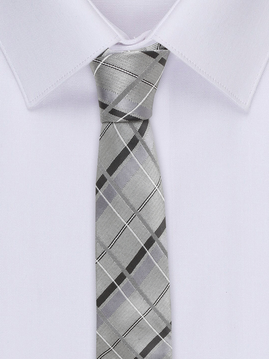 Pewter Grey Italian Silk Necktie Set Pocket Square Chrome Tiepin cufflinks and Brooch