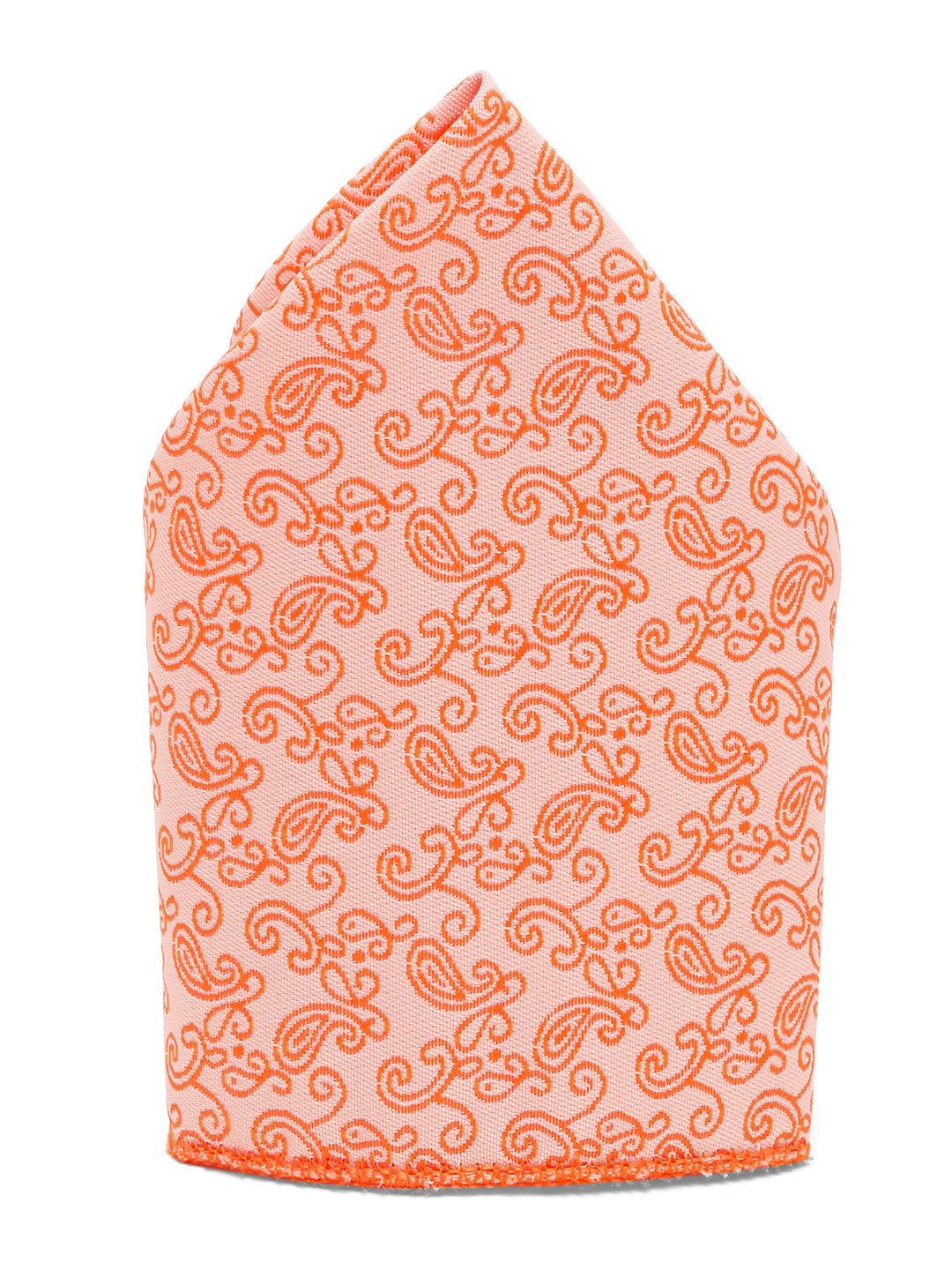 Coral Luxury Italian Silk Necktie Set With Pocket Square Cufflinks Brooch Chrome Tie pin