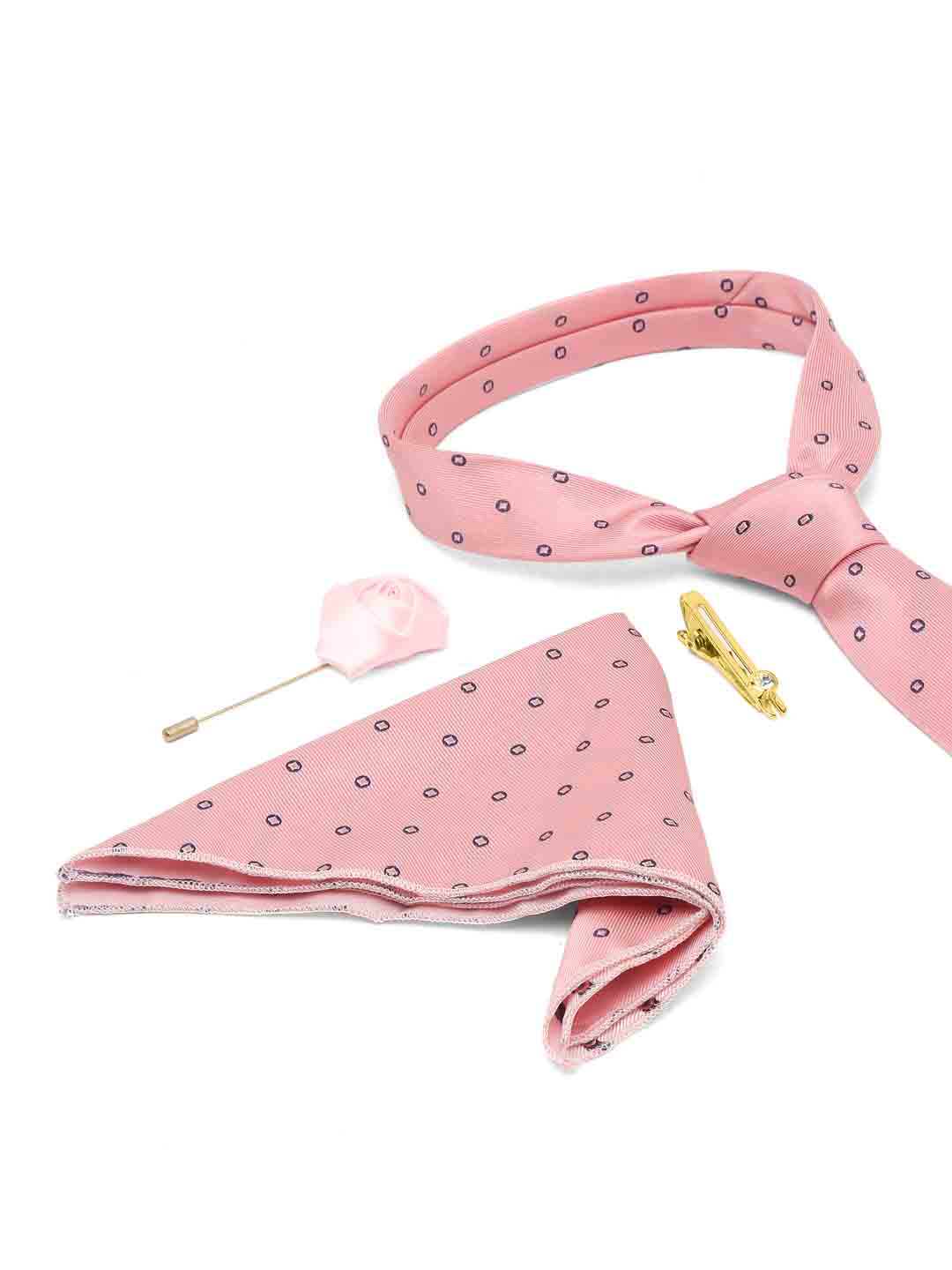 Apricot Peach Luxury Italian Silk Necktie Set With Pocket Square Cufflinks Brooch Gold Tie pin