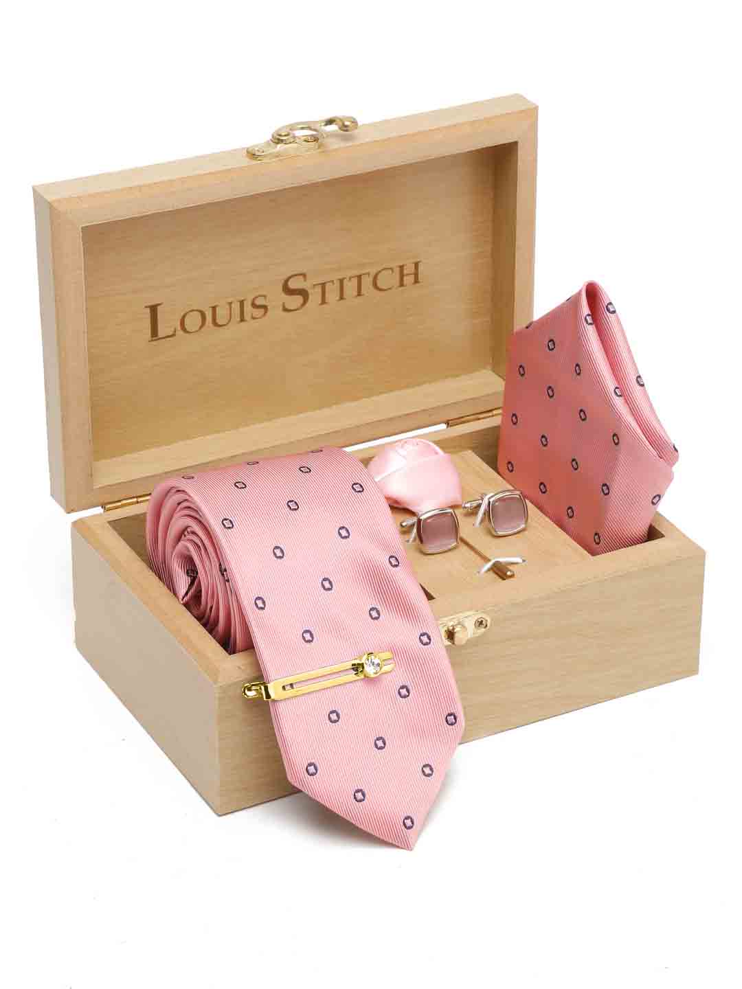 Apricot Peach Luxury Italian Silk Necktie Set With Pocket Square Cufflinks Brooch Gold Tie pin