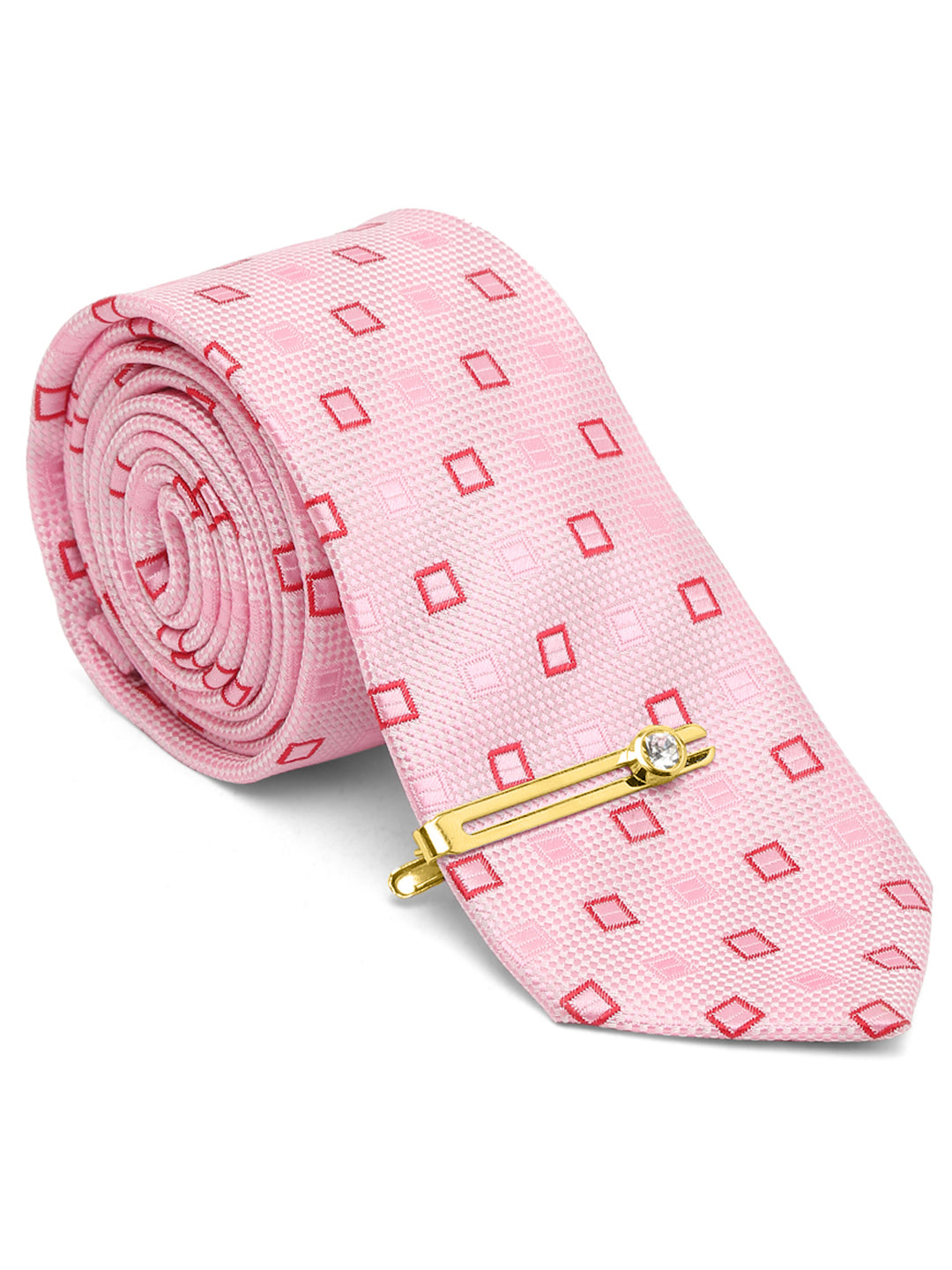 Blush Peach Luxury Italian Silk Necktie Set With Pocket Square Cufflinks Brooch Gold Tie pin