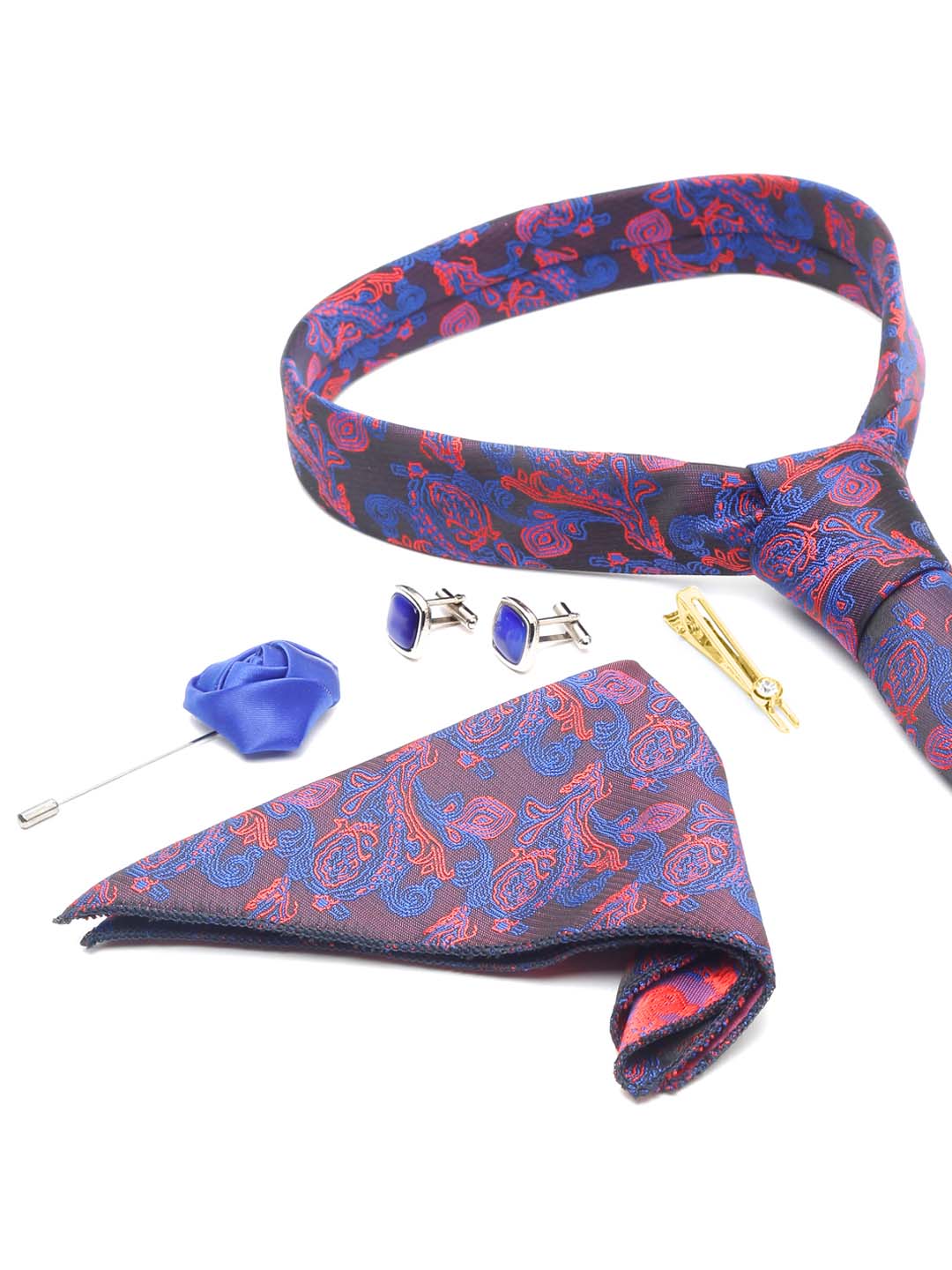 Lilac Purple Luxury Italian Silk Necktie Set With Pocket Square Cufflinks Brooch Gold Tie pin