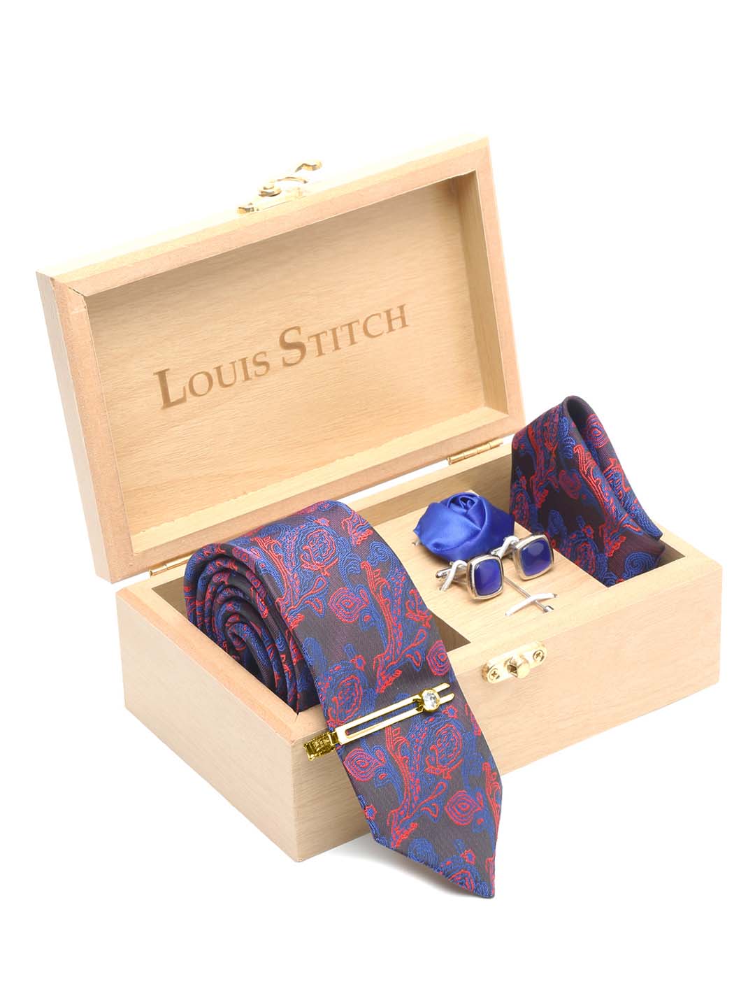 Lilac Purple Luxury Italian Silk Necktie Set With Pocket Square Cufflinks Brooch Gold Tie pin