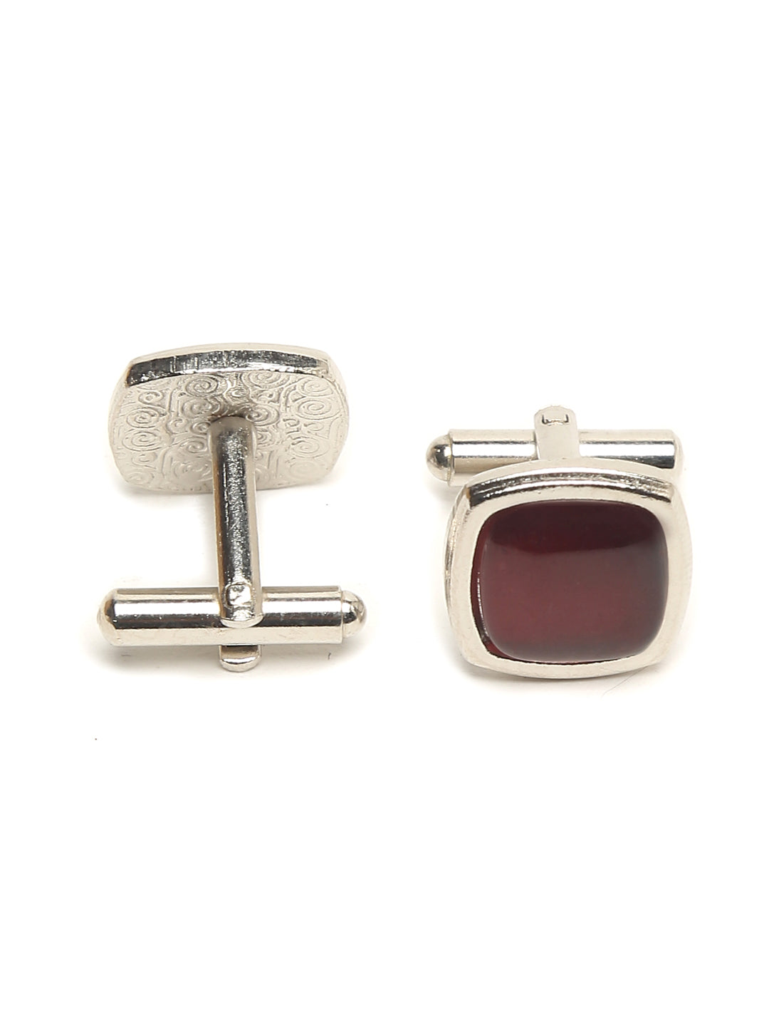 Polka Rosewood Luxury Italian Silk Necktie Set With Pocket Square Cufflinks Brooch Chrome Tie pin