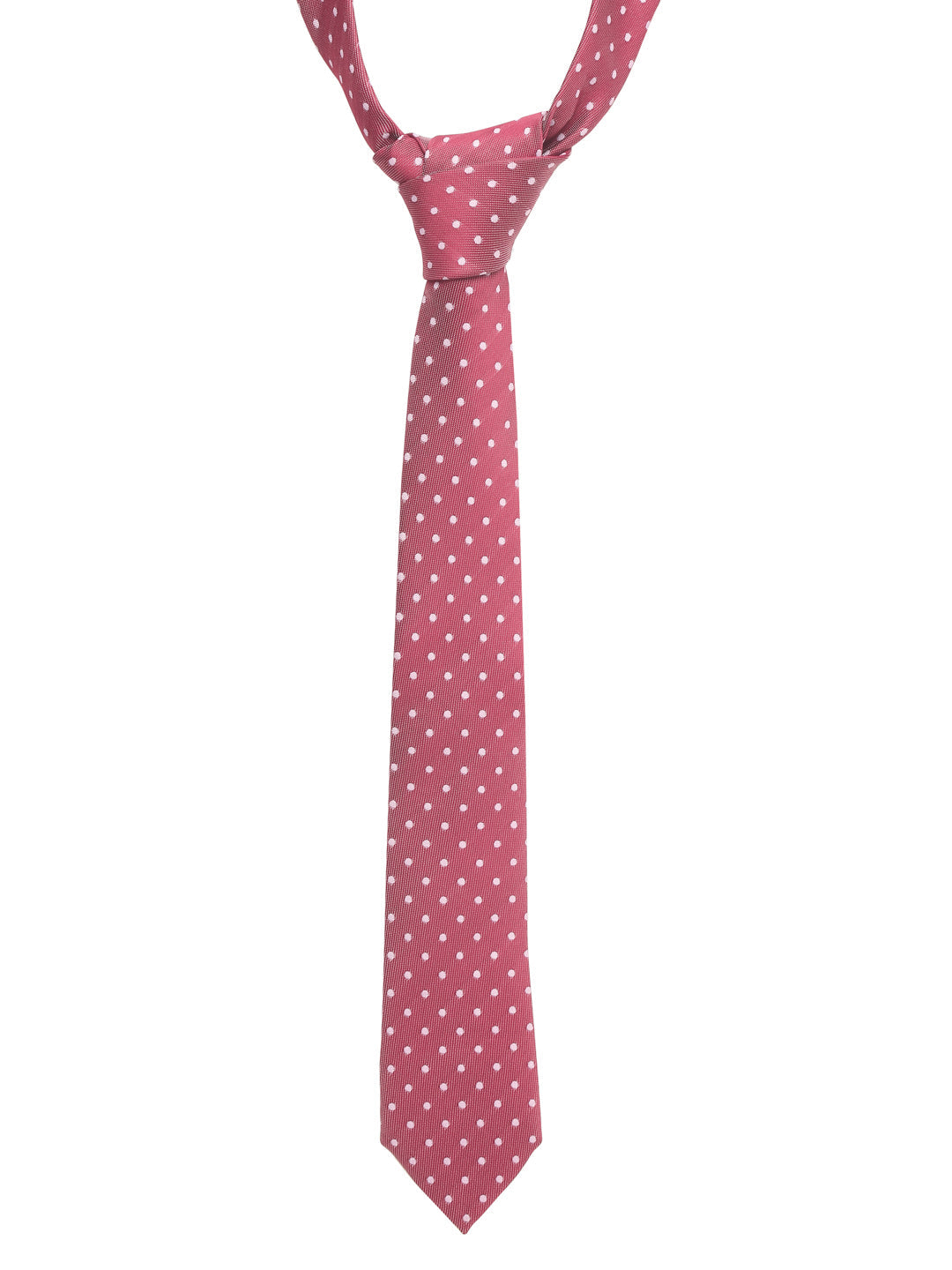Polka Rosewood Luxury Italian Silk Necktie Set With Pocket Square Cufflinks Brooch Chrome Tie pin