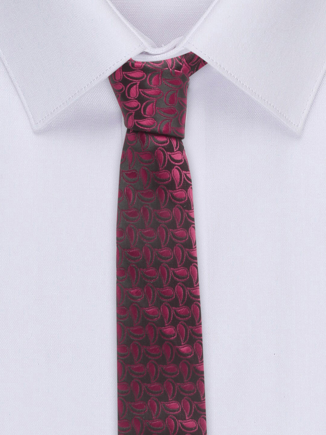 Burgundy Red Luxury Italian Silk Necktie Set With Pocket Square Cufflinks Brooch Chrome Tie pin