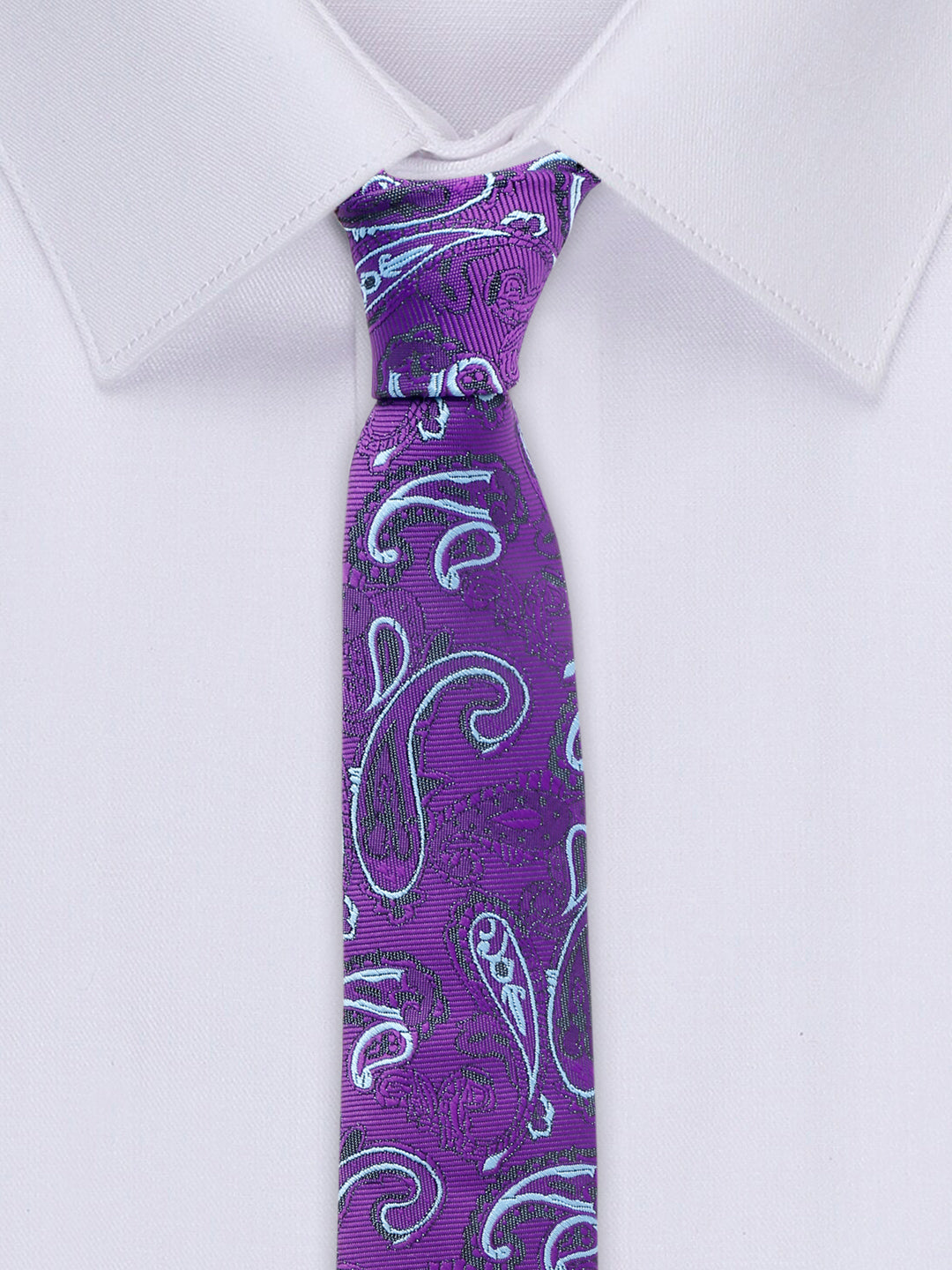 Purple Luxury Italian Silk Necktie Set With Pocket Square Cufflinks Brooch Chrome Tie pin