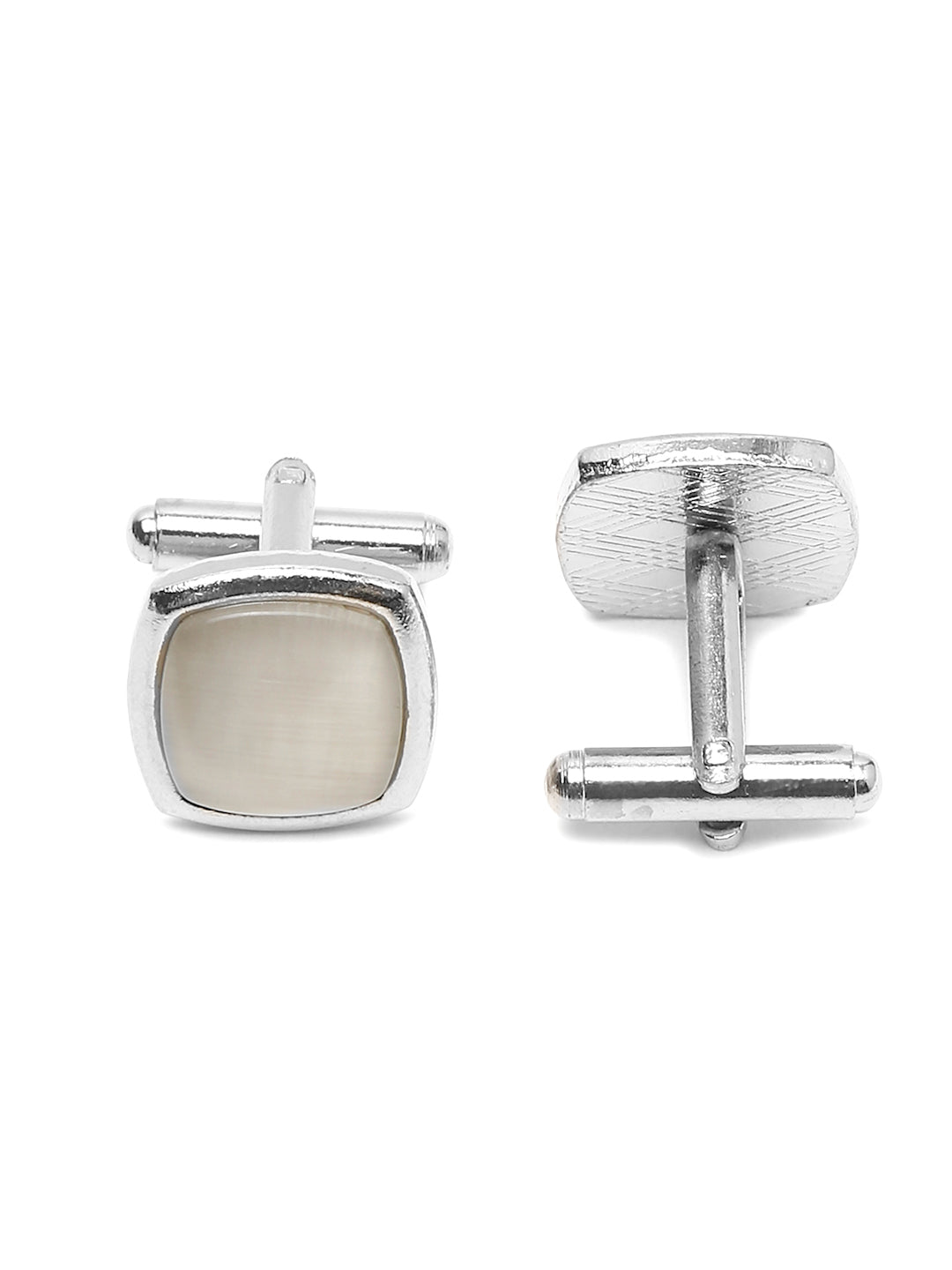 Snow White Italian Silk Necktie Set Pocket Square Chrome Tiepin cufflinks and Brooch