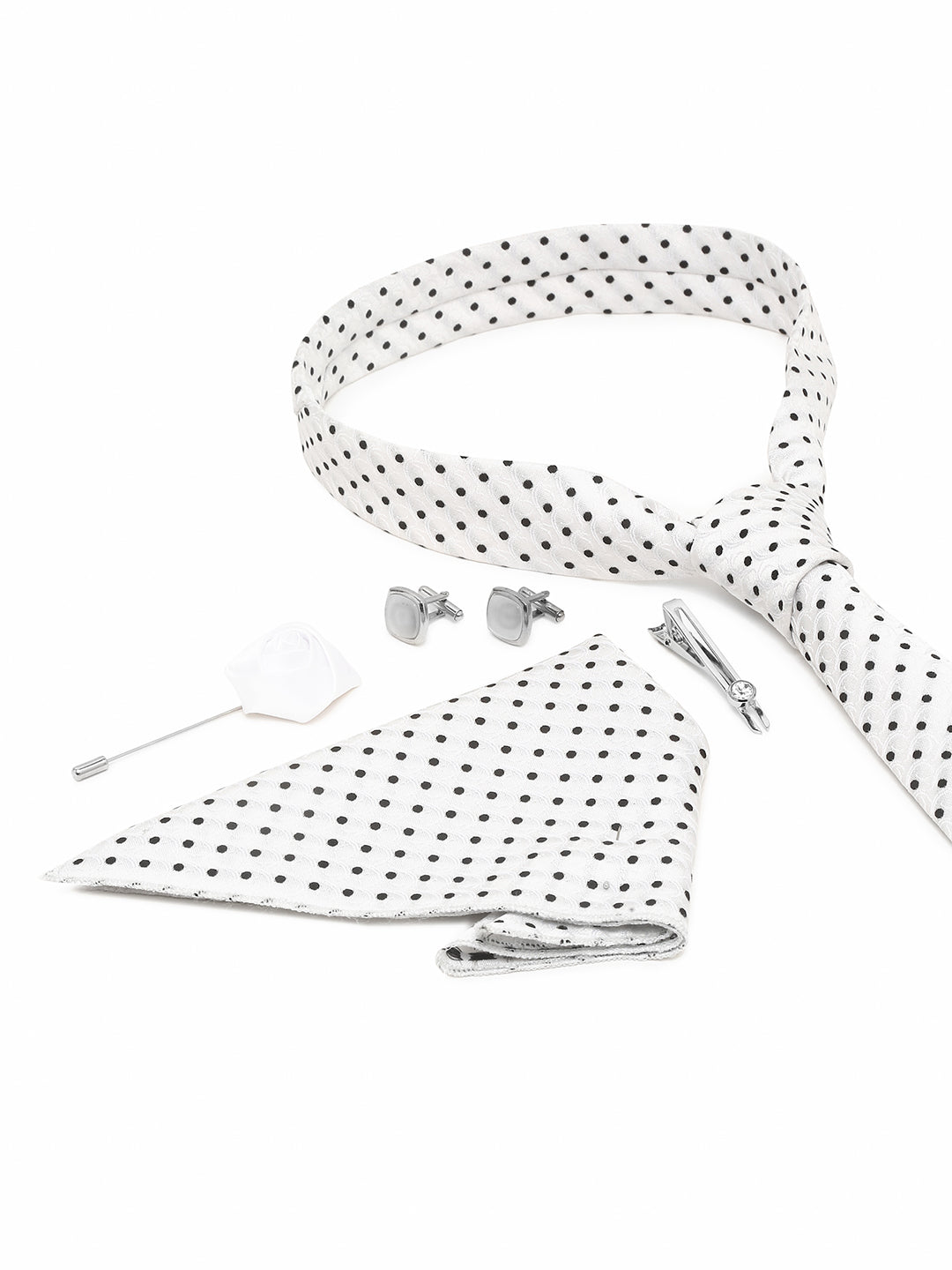 Admiral White Luxury Italian Silk Necktie Set