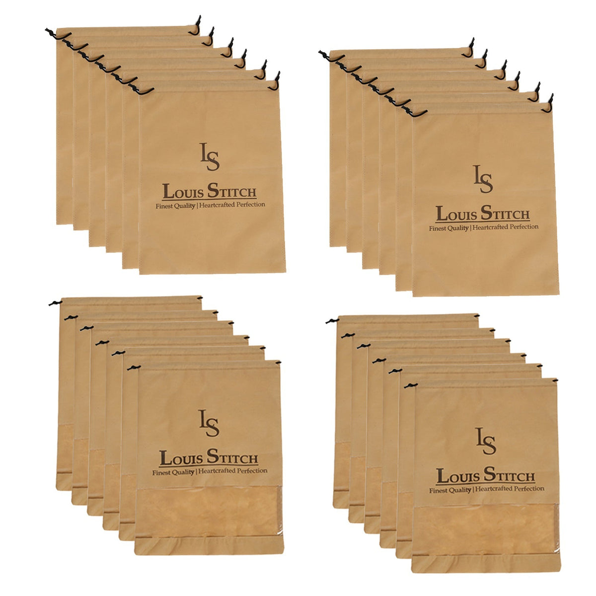 Non Woven Shoe Bag Pack Of 24 Beige Plain & See-Thru