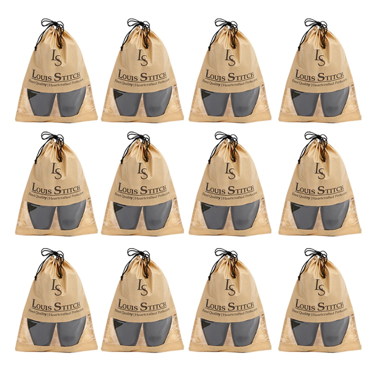 Non Woven Shoe Bag Pack Of 12 Beige See-Thru