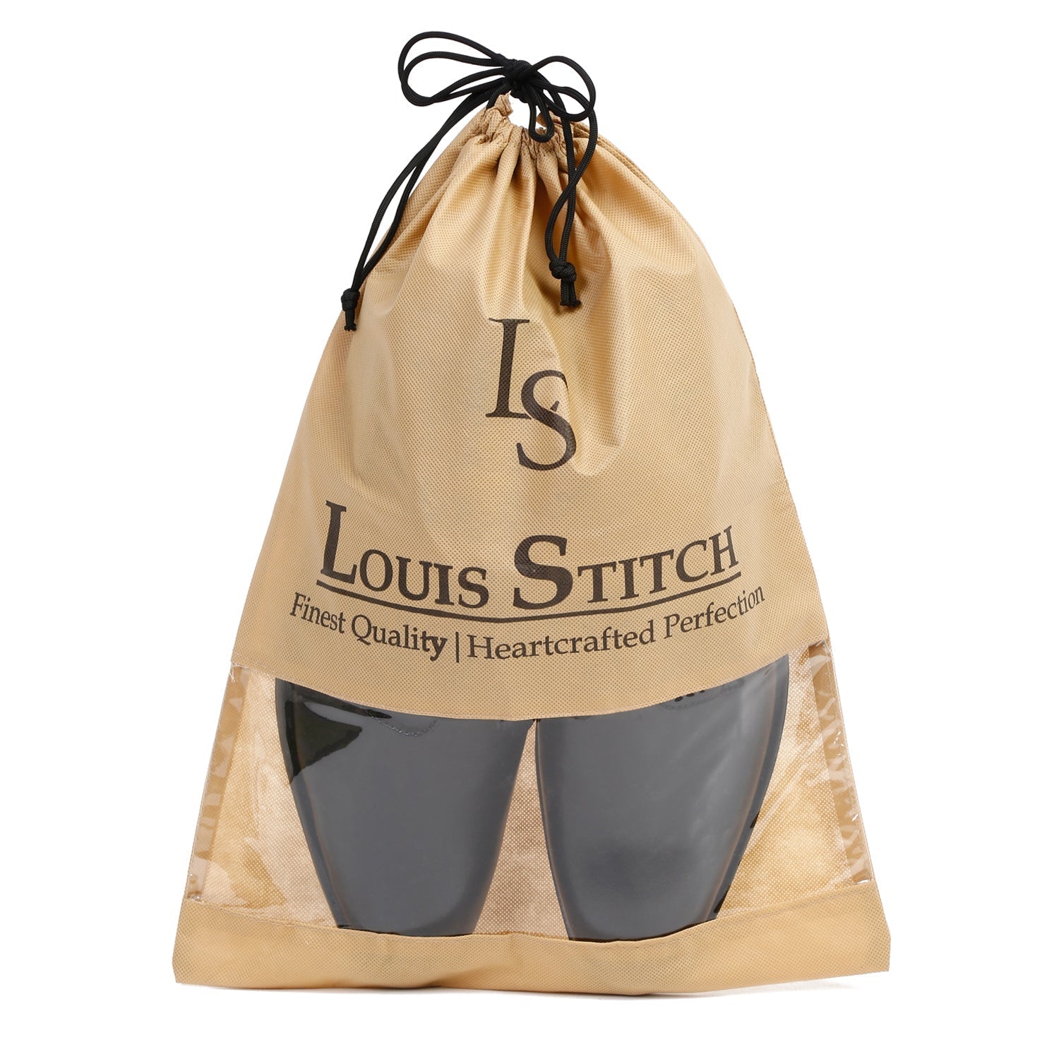 Non Woven Shoe Bag Pack Of 6 Black Plain & Beige See-Thru