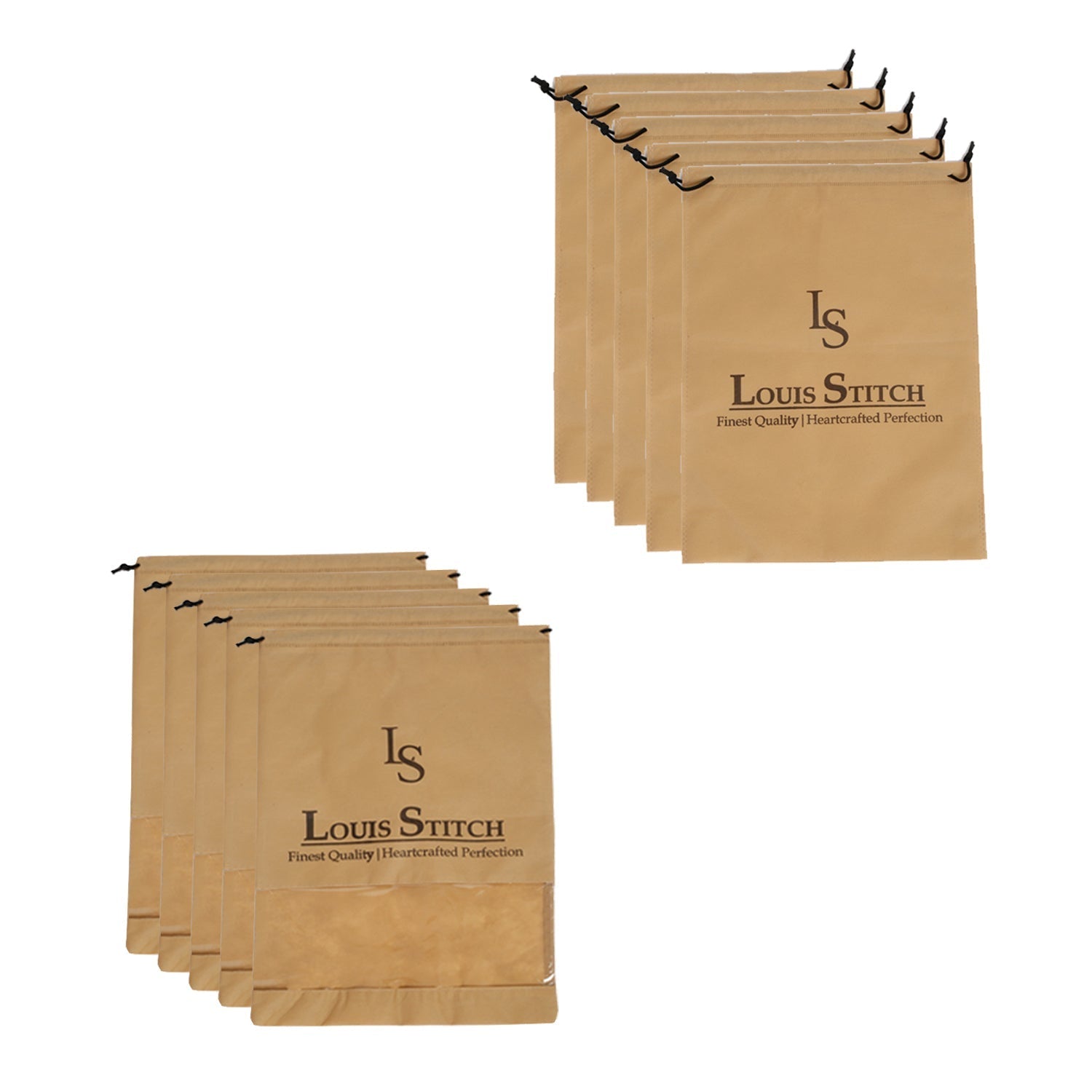 Non Woven Shoe Bag Pack Of 10 Beige Plain & See-Thru