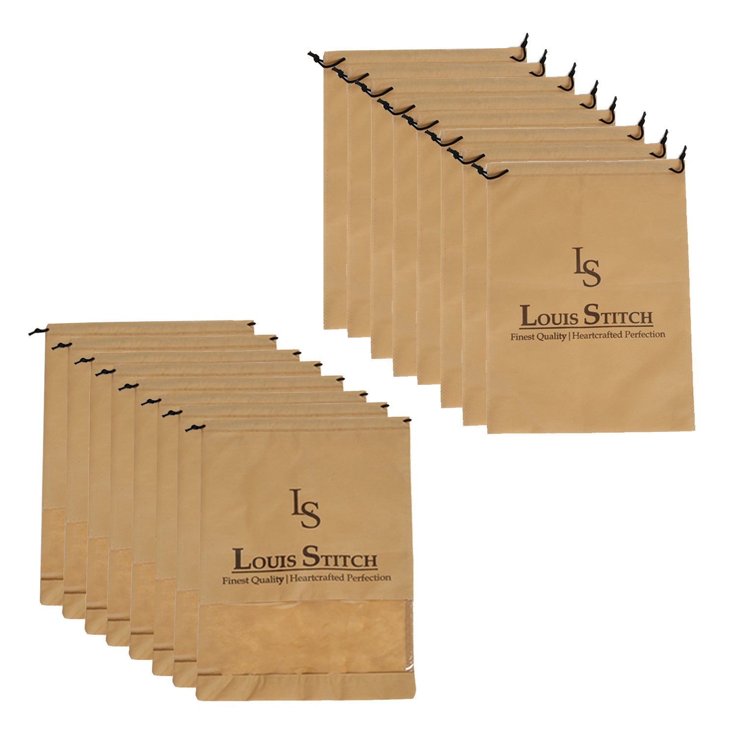Non Woven Shoe Bag Pack Of 16 Beige Plain & See-Thru