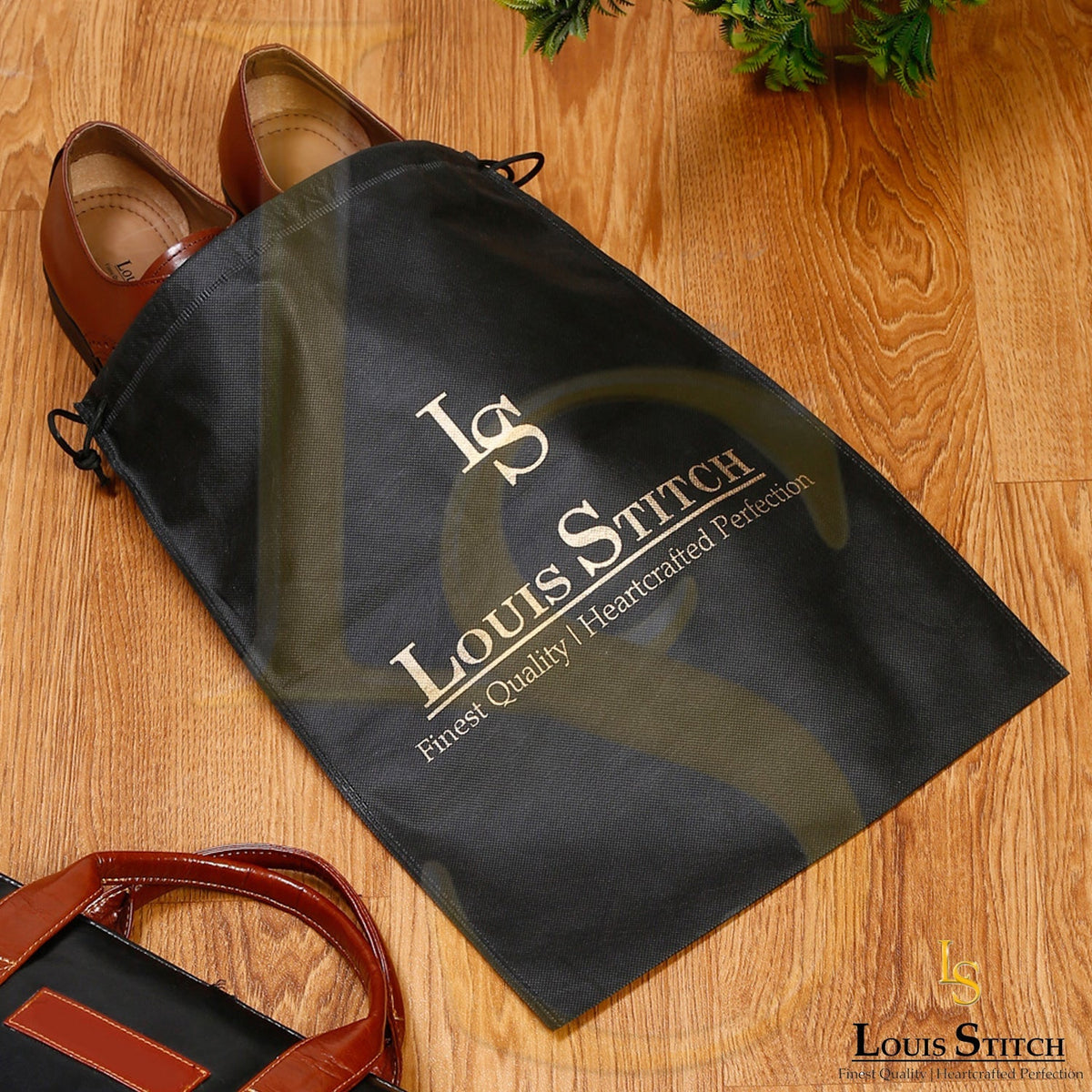 Non Woven Shoe Bag Pack Of 6 Black Plain