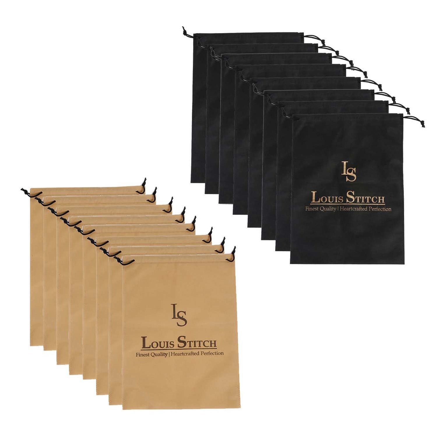 Non Woven Shoe Bag Pack Of 16 Black & Beige Plain