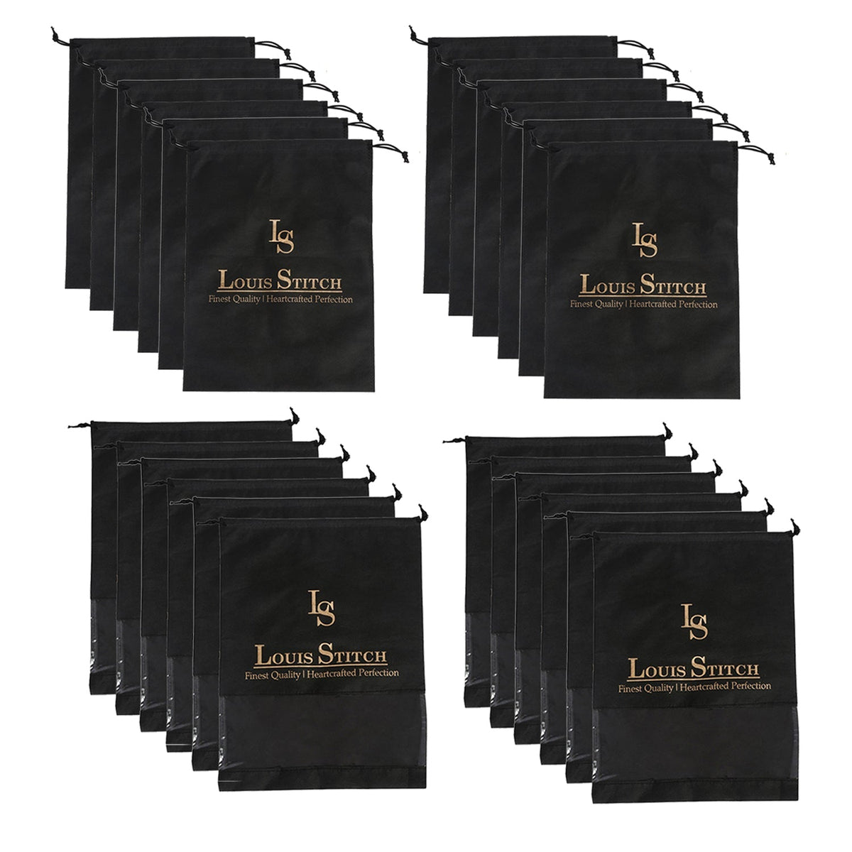 Non Woven Shoe Bag Pack Of 24 Black Plain & See Thru