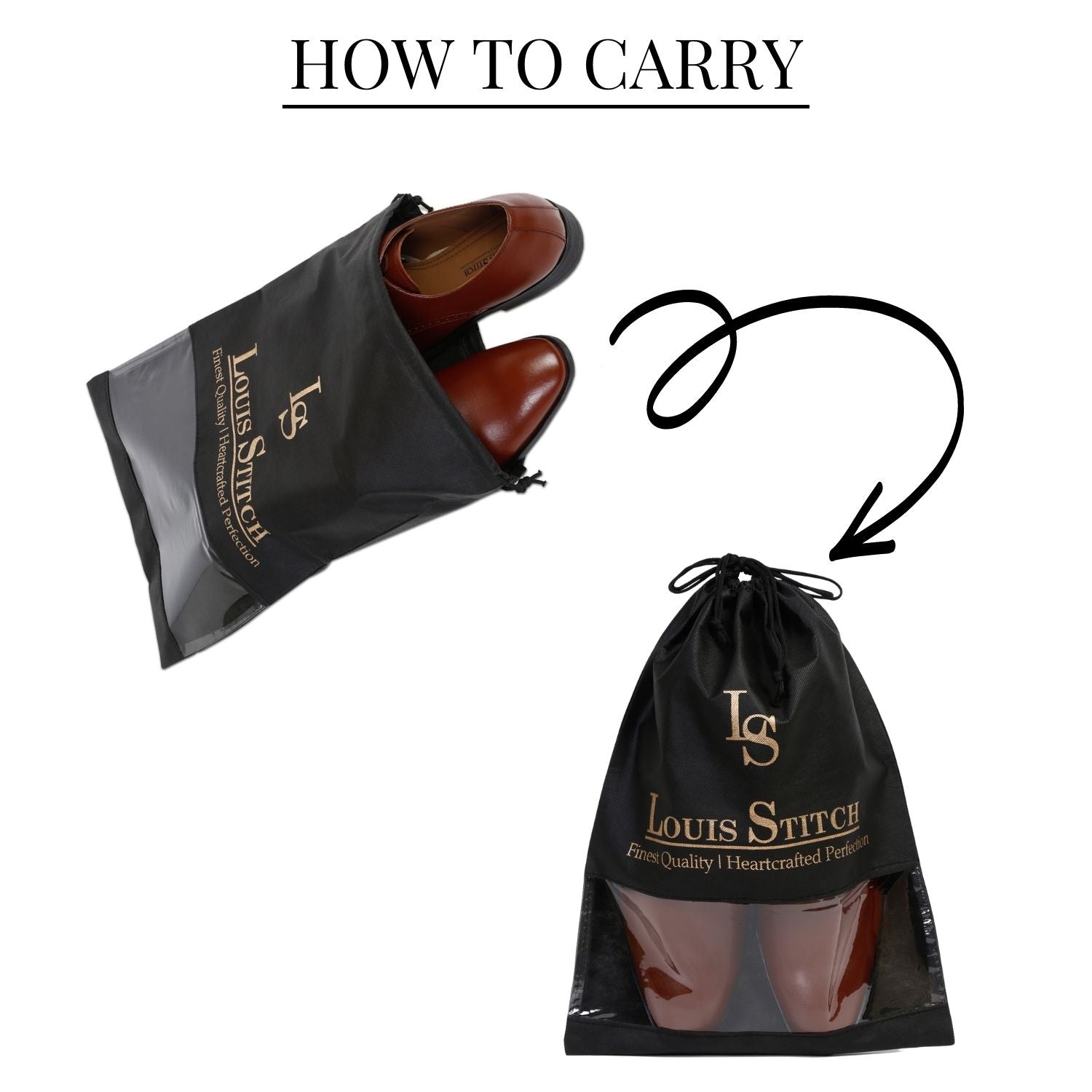 Non Woven Shoe Bag Pack Of 12 Black See-Thru