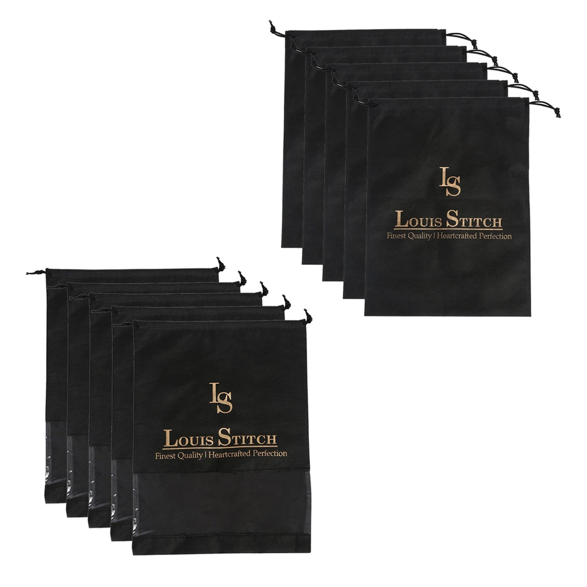 Non Woven Shoe Bag Pack Of 10 Black Plain & See Thru