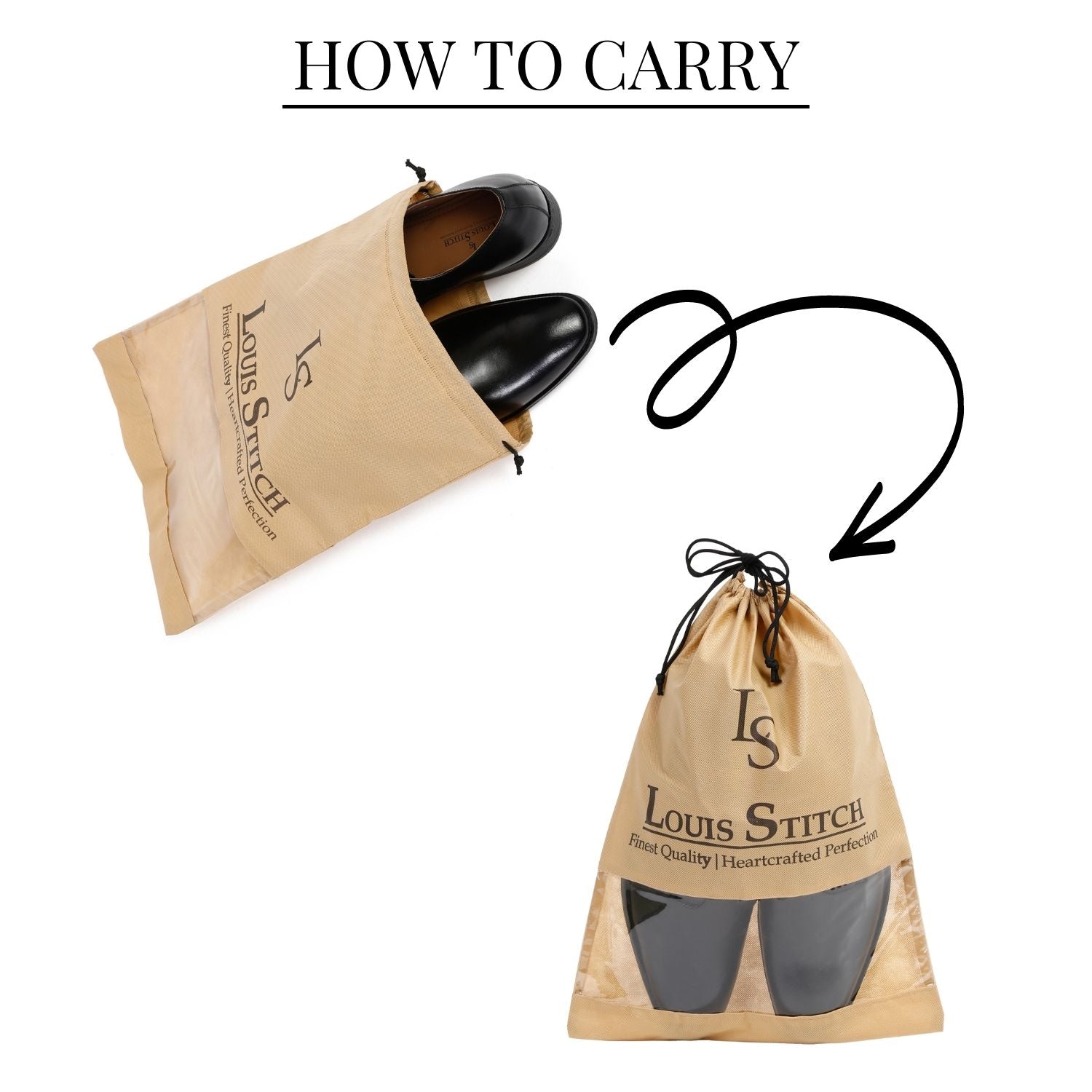 Non Woven Shoe Bag Pack Of 12 Black & Beige See Thru