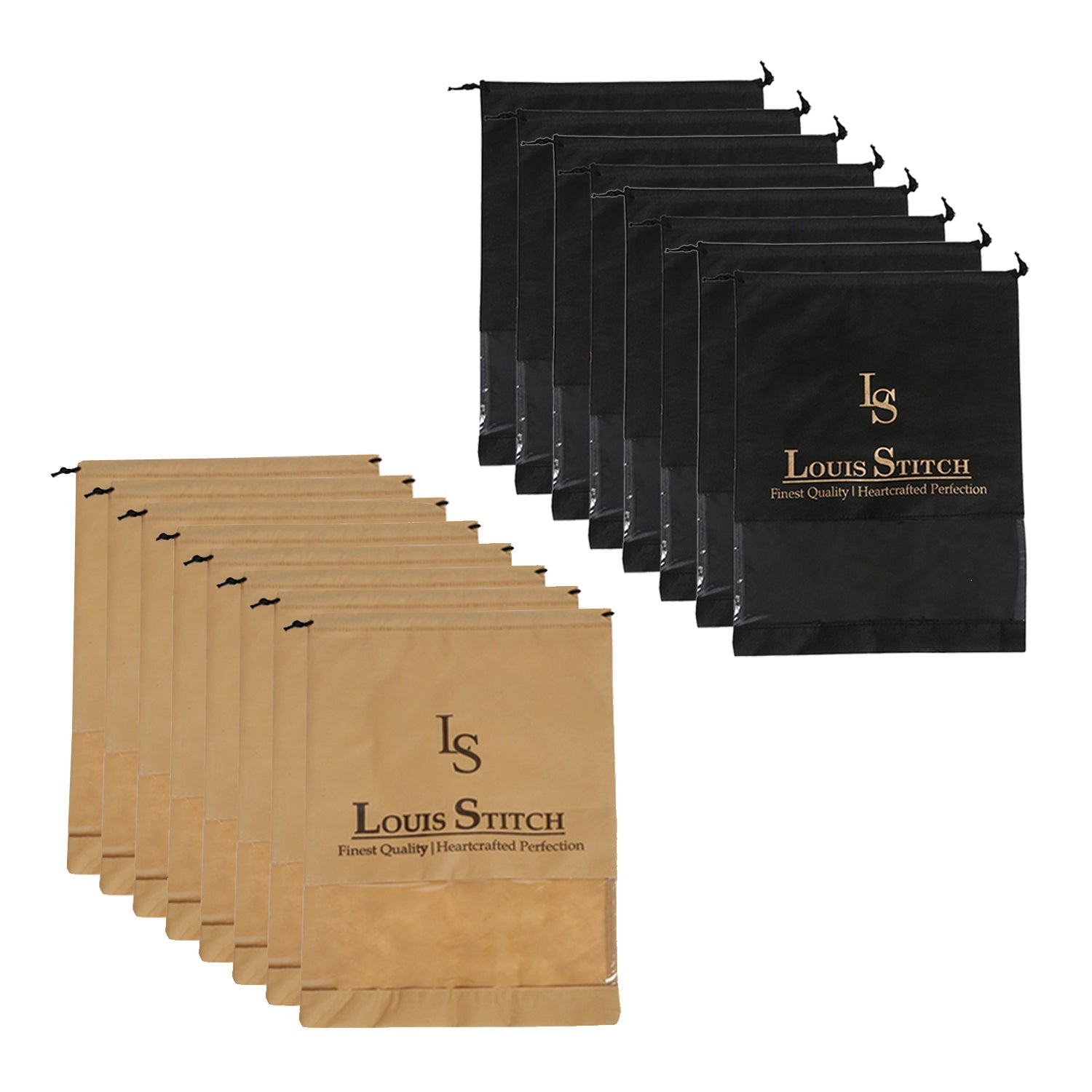 Non Woven Shoe Bag Pack Of 16 Black & Beige See Thru