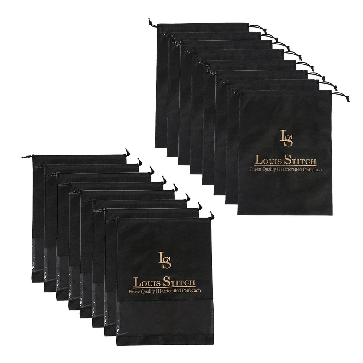 Non Woven Shoe Bag Pack Of 16 Black Plain & See Thru
