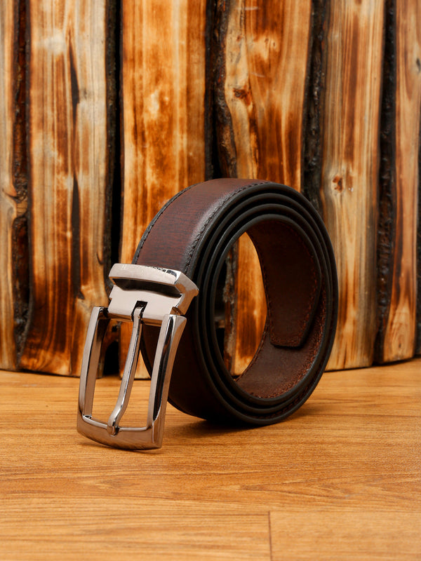 Rust Brown LOUIS STITCH Men's Rust Brown Italian Raw Leather Belt Premium Hand Padded Casual Belts for Men