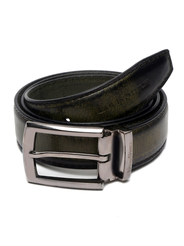 Seaweed Green LOUIS STITCH Men's Seaweed Green Italian Raw Leather Belt Premium Hand Padded Casual Belts for Men