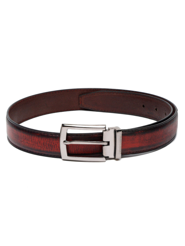 Rosewood Red LOUIS STITCH Men's Rosewood Red Italian Raw Leather Belt Premium Hand Padded Casual Belts for Men