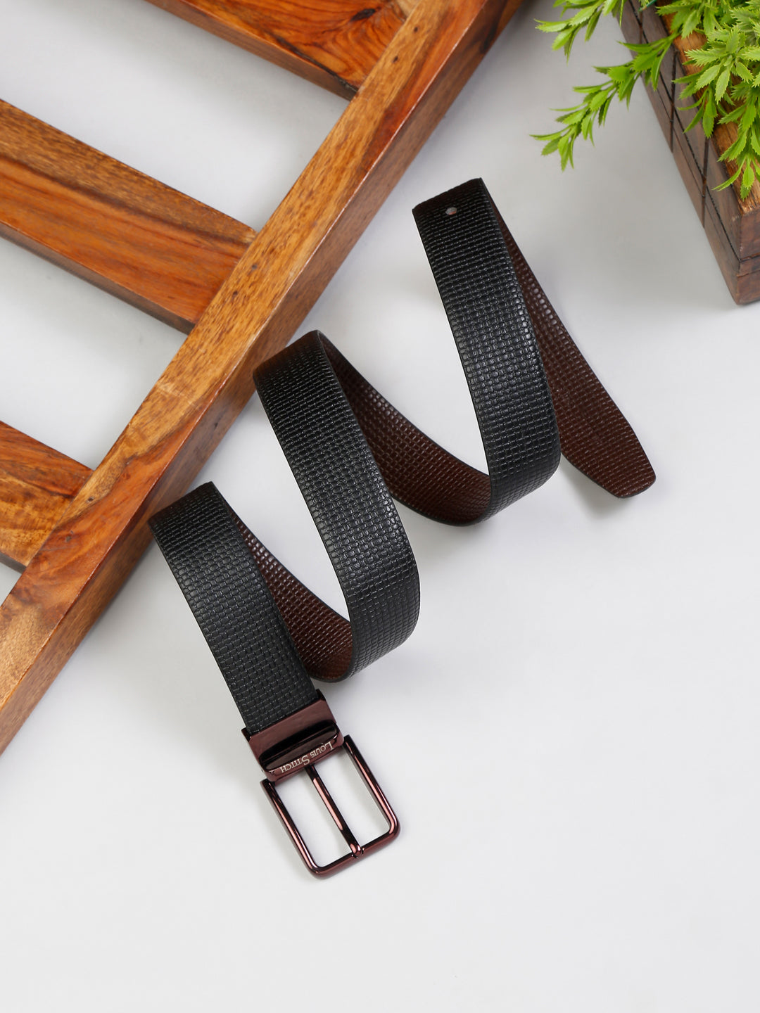 Men'S Black & Brown Formal Italian Leather Reversible Belt For Men