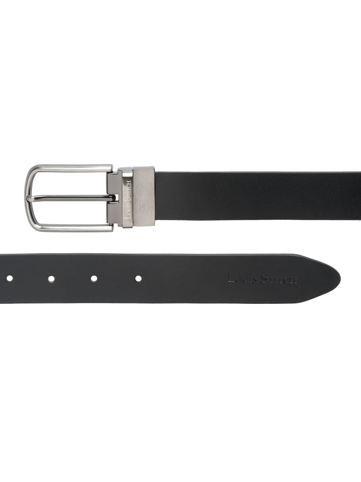 Black/Brown/Gunmetal Men's Black & Brown Formal Italian Leather Reversible Belt For Men