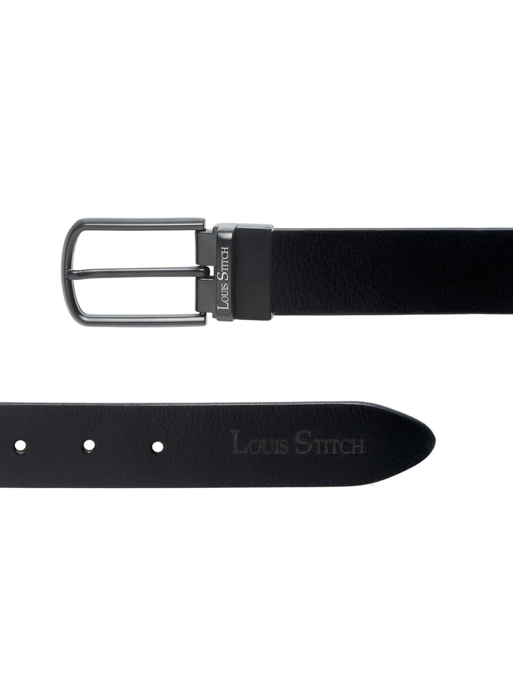 Black/Brown/Matt Gunmetal Men's Black & Brown Formal Italian Leather Reversible Belt For Men