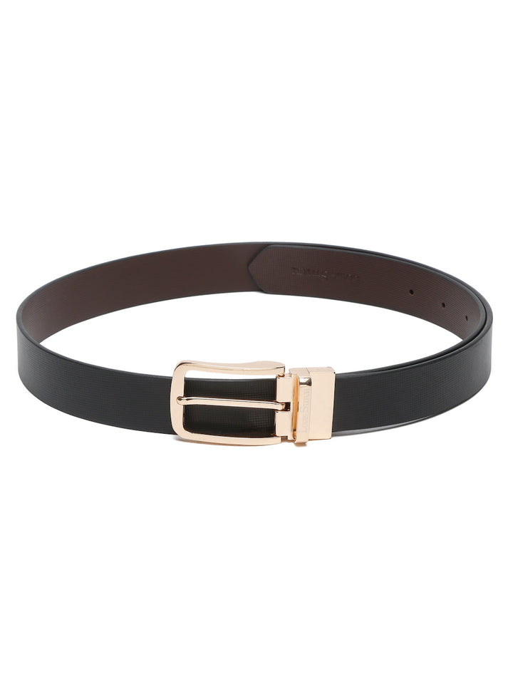 Black/Brown/Golden Men's Black & Brown Formal Italian Leather Reversible Belt For Men