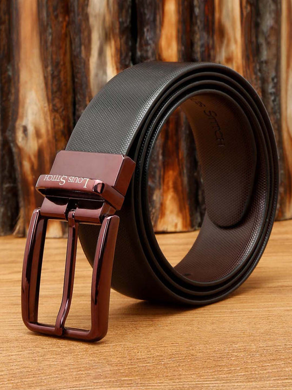 Black/Brown/Rosewood Men's Black & Brown Formal Italian Leather Reversible Belt For Men