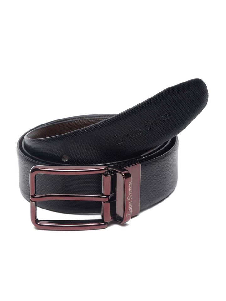 Black/Brown/Rosewood Men's Black & Brown Formal Italian Leather Reversible Belt For Men