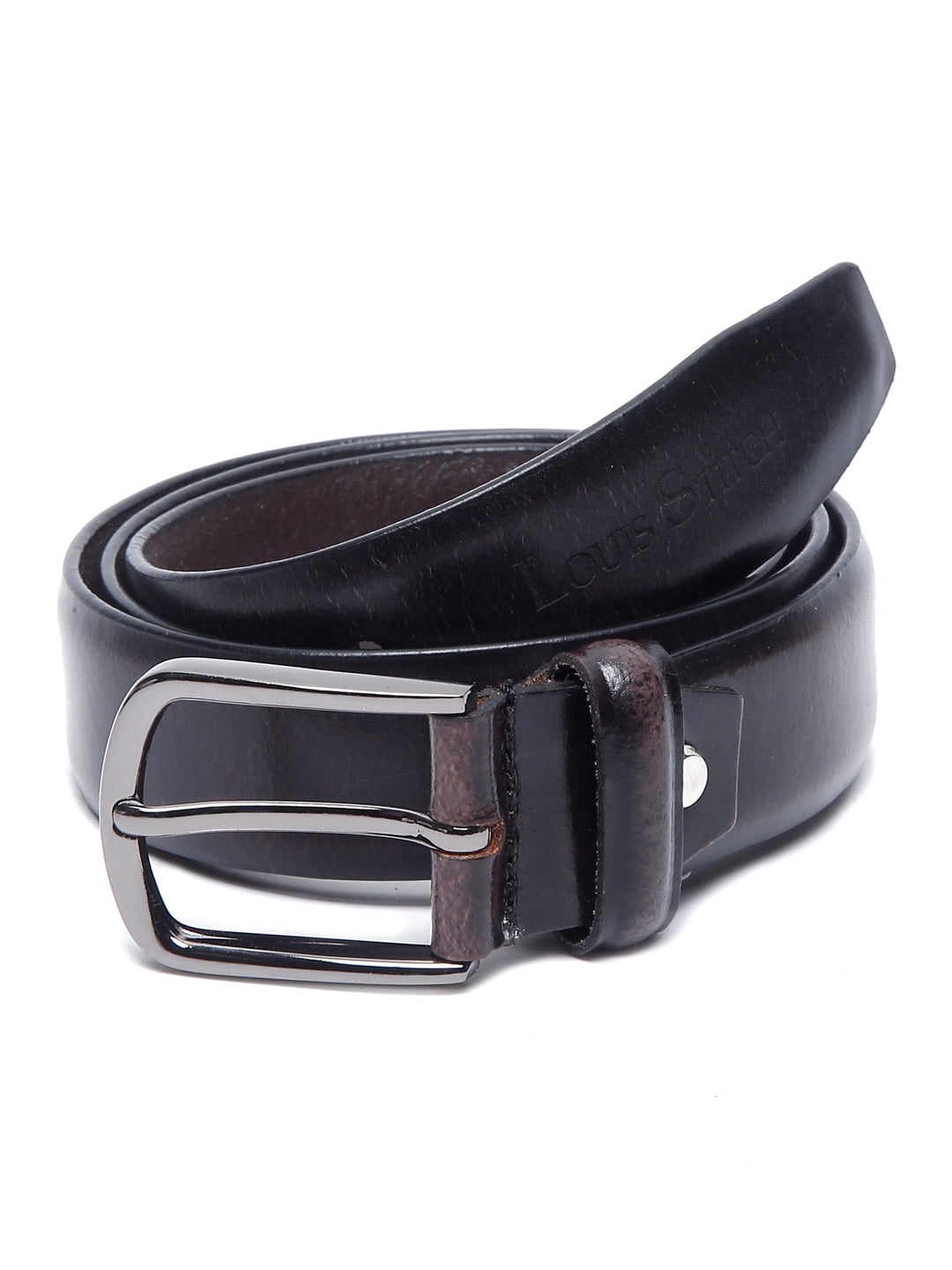 Men'S Dark Brown Italian Leather Belt Handcrafted With Chrome Buckle