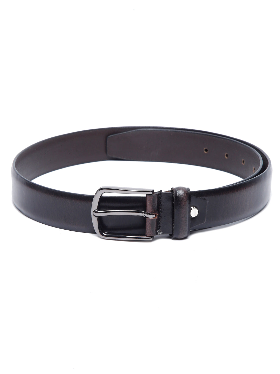 Men'S Dark Brown Italian Leather Belt Handcrafted With Chrome Buckle